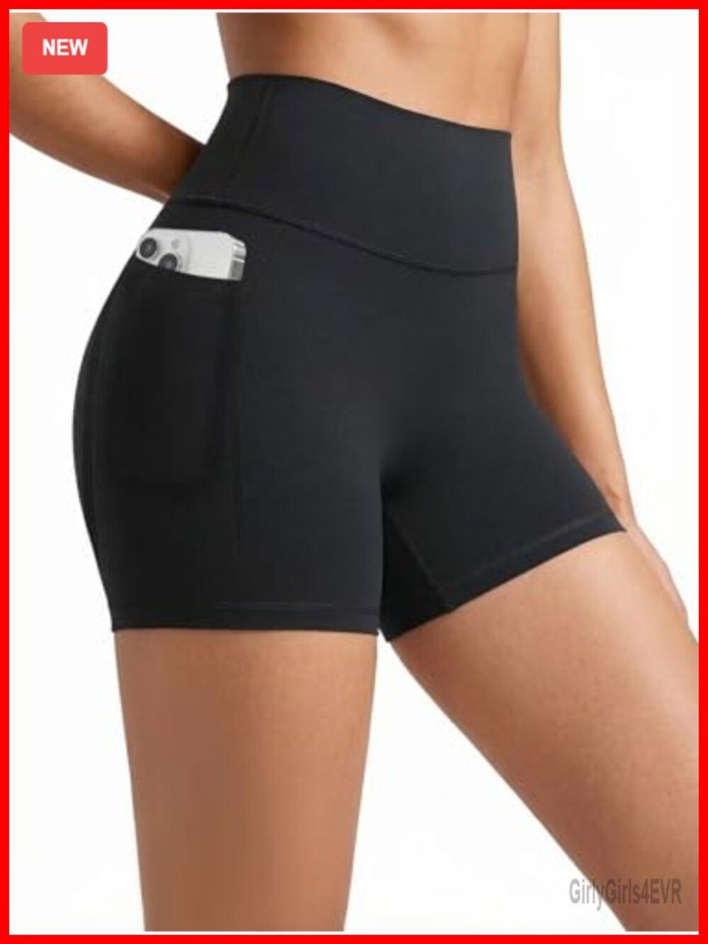 High Waist Biker Shorts Side Pockets Hidden Scrunch Booty Lift Women's